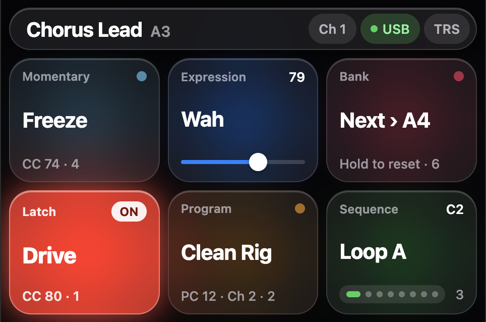 Phat Controller UI mockup in an iOS style