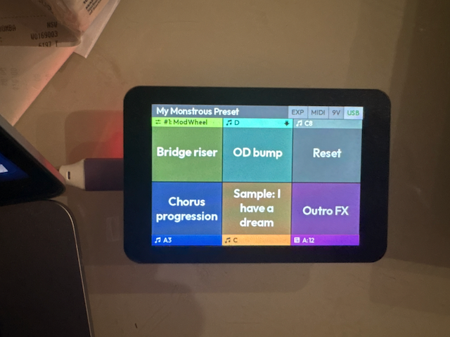 Phat Controller UI prototype on a Waveshare 3.5 inch display