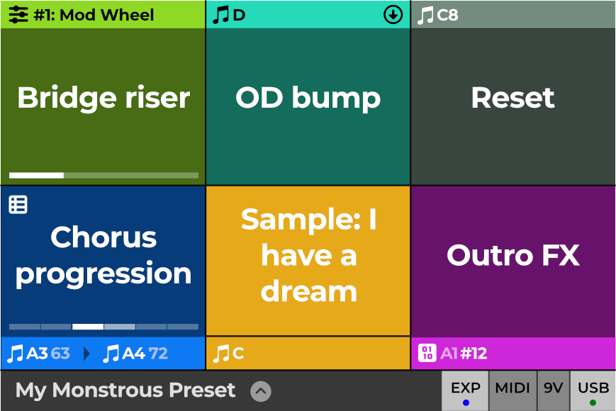 Phat Controller UI mockup showing coloured tiles