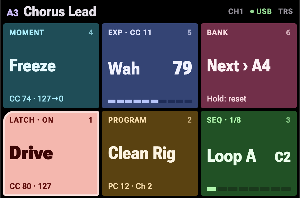 Phat Controller UI mockup in a WearOS style